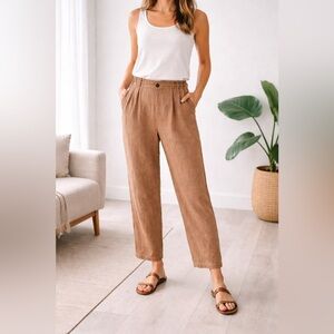Filosofia 100% Linen Pants — Made in USA — Relaxed Minimalist — Size S